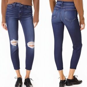 L’AGENCE Abigail Slim Mince Torn Ripped Skinny Jeans Dark Diamond Destructed